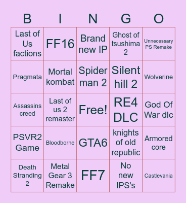 PS SHOWCASE Bingo Card