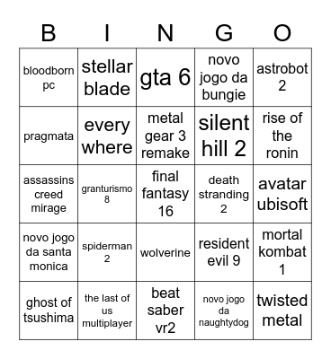 PlayStation Showcase 2023 Bingo Card