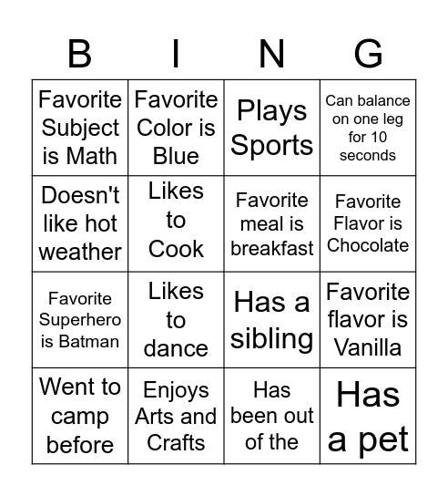 Untitled Bingo Card