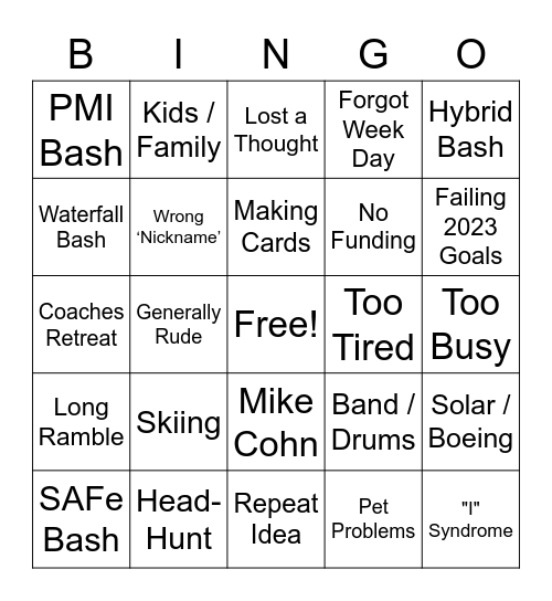 Scotto Bingo Card