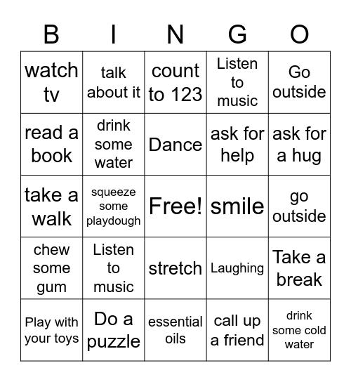 Meditation Bingo Card