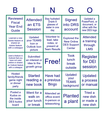 DES Growth Bingo     (beginning 5/17/2023 Bingo Card
