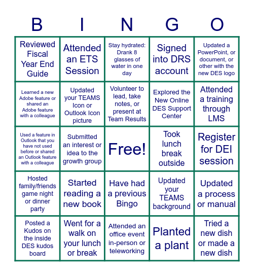 DES Growth Bingo     (beginning 5/17/2023 Bingo Card