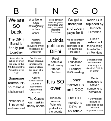 DiPhi Fall '23 Bingo Card