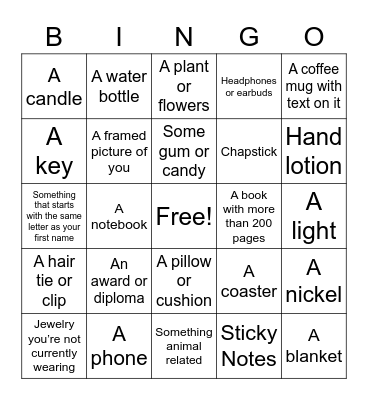 Desktop Scavenger Hunt Bingo Card