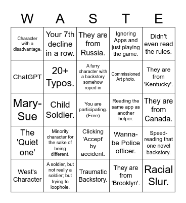 Application Bingo Card