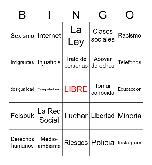 Derechos Humanos y La Red Bingo Card