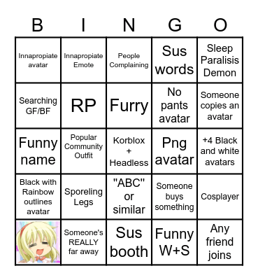 Catalog Avatar Creator Bingo Card