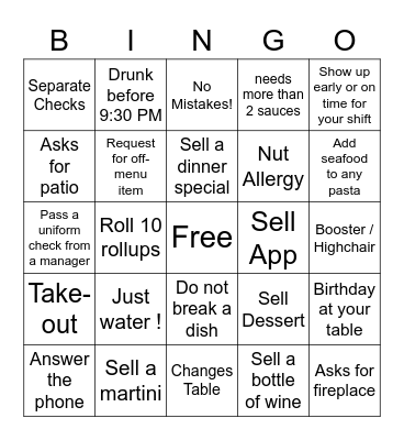 North Ridge Staff Bingo Card