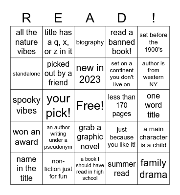 Adult Summer Reading 2023 Bingo Card