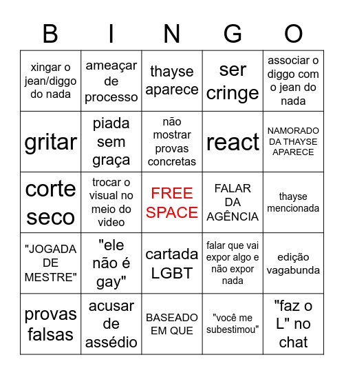 RALUCOU OU NÃO? Bingo Card