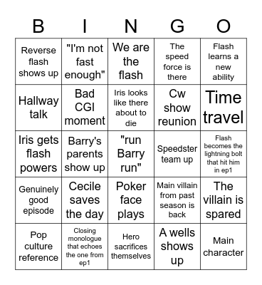 Flash season finale Bingo Card