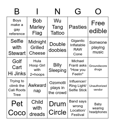Cali Roots 2023 Bingo Card