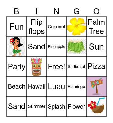 Ms. Boyd's Luau Bingo Card