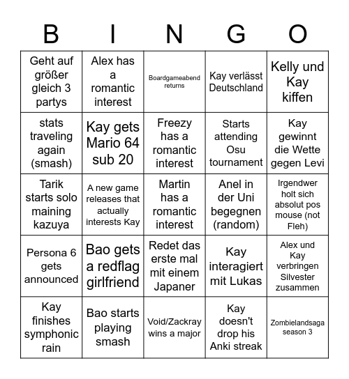 Nente Bingo Card