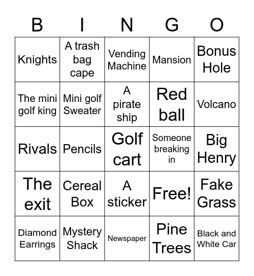 Gravity Bingo Card