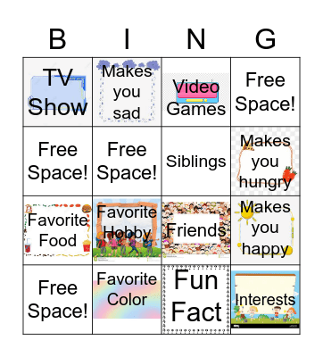 Getting To Know You Bingo Card