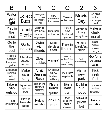 SUMMER FUN Bingo Card