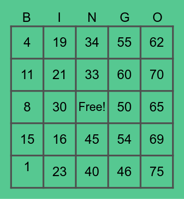 Ricky LUCKY Card Bingo Card