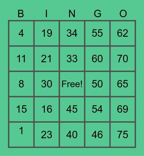 Ricky LUCKY Card Bingo Card