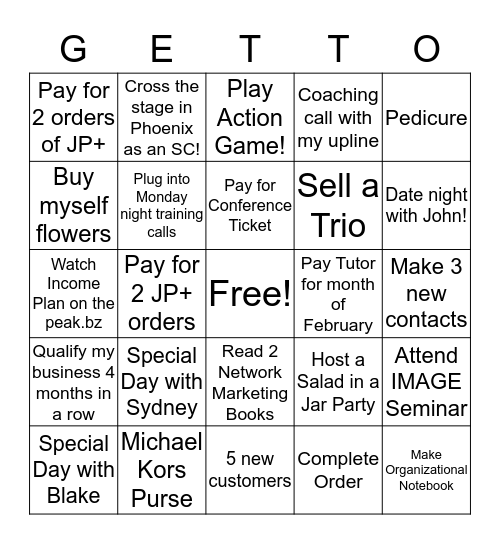 Kaye's Bingo Card