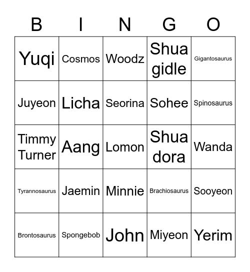 Bingo Jaemmy Bingo Card