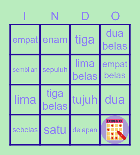 Bahasa Indonesia Bingo Card