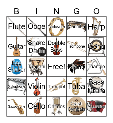 Orchestra Instruments Bingo Card