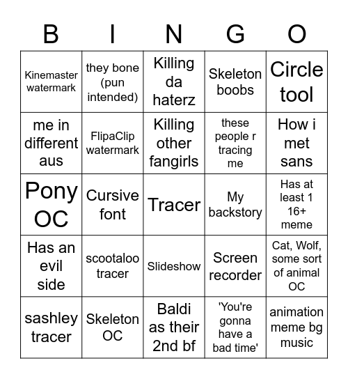 The Ultimate Sans Fangirl Bingo Card