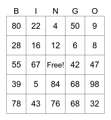 Dani's Birthday Bingo Card
