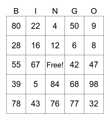 Dani's Birthday Bingo Card