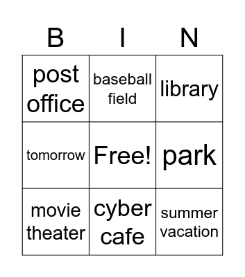 6I U1 Bingo Game Bingo Card