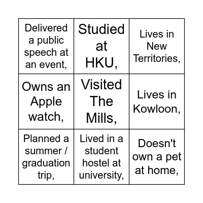 Find someone who... Bingo Card