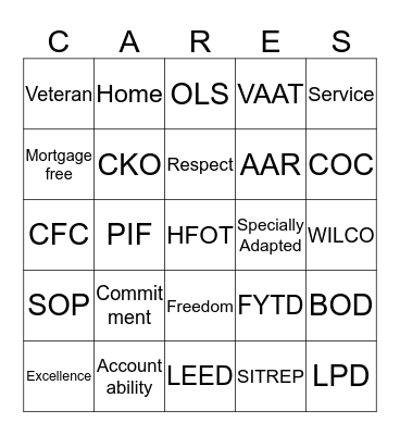 CARES BINGO Card
