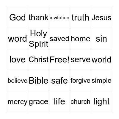 Color in the square when you hear each word Bingo Card