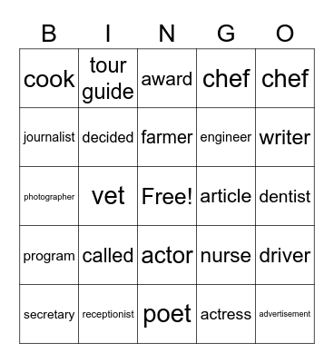 Unit 15 - KET 2 Bingo Card