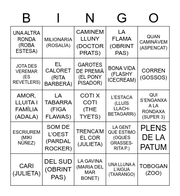QUINTO MUSICAL Bingo Card