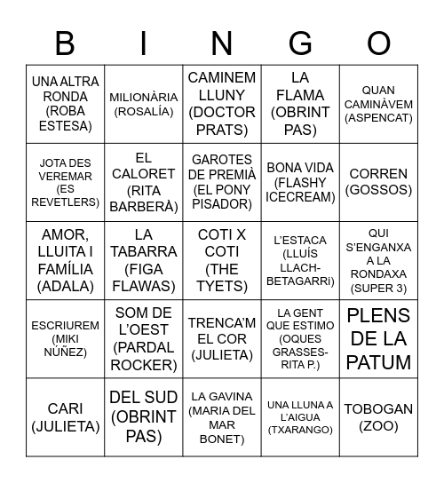 QUINTO MUSICAL Bingo Card