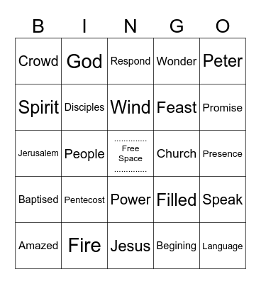 Sermon Bingo: Pentecost Bingo Card