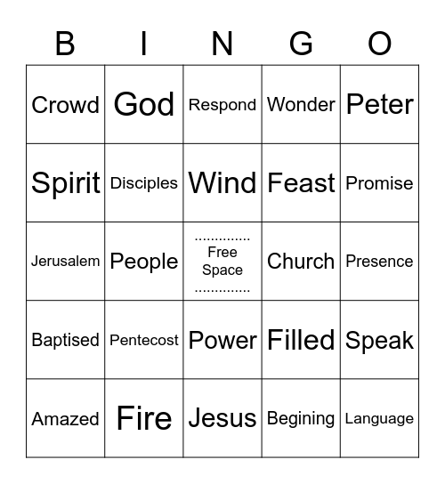 Sermon Bingo: Pentecost Bingo Card