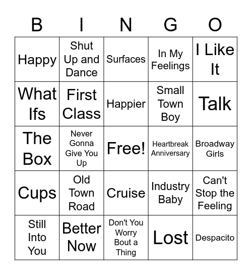 Music Bingo Card