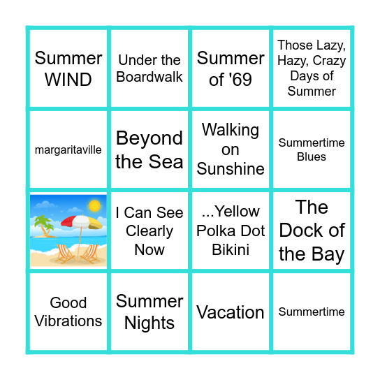 Summertime Bingo Card