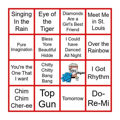 Songs from the Silver Screen Bingo Card