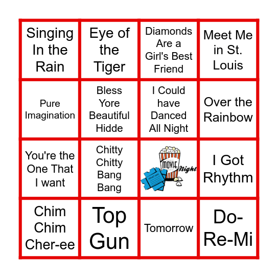 Songs from the Silver Screen Bingo Card