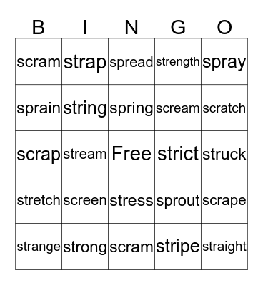 Triple r-Blends - Sort 37 Bingo Card