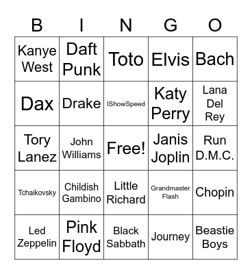 General Music Bingo Card