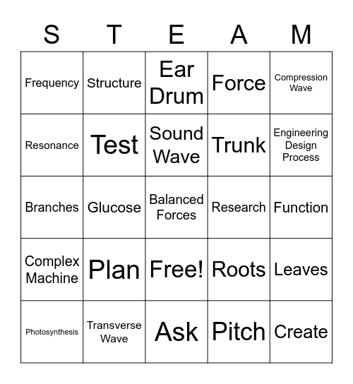 STEAM Bingo Card