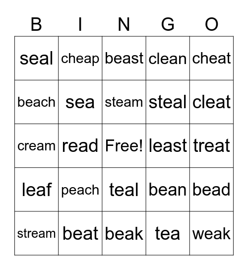 ea eat Bingo Card