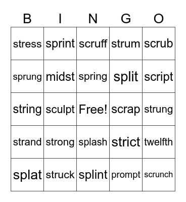 2.5 Bingo Card
