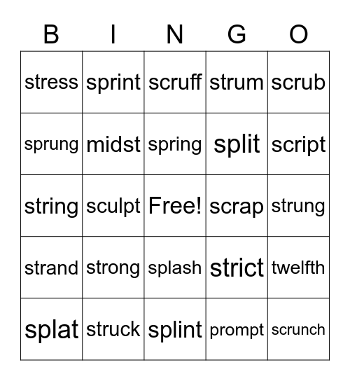 2.5 Bingo Card